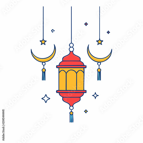 Islamic Lantern and Crescent Moon Decoration