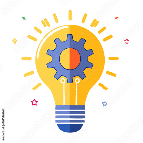 Light bulb with gear inside, symbolizing innovation and ideas