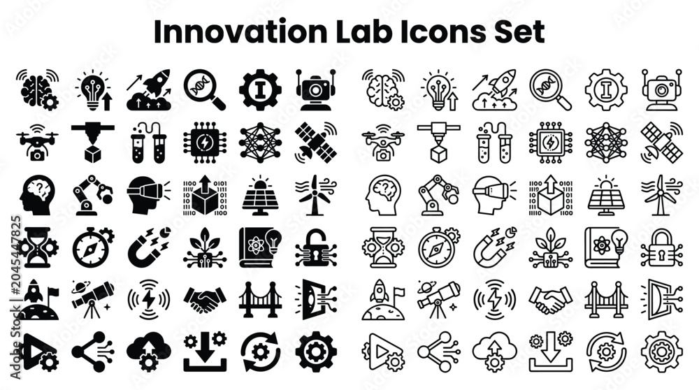 Fototapeta premium Innovation Lab Icons Displayed in a Modern Technology Setting