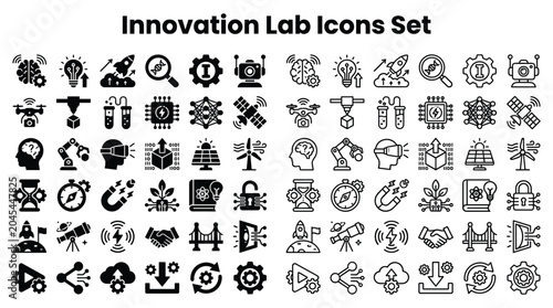 Fotografía Innovation Lab Icons Displayed in a Modern Technology Setting