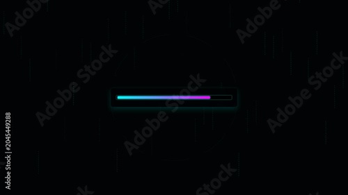 Loading Progress Bar Animation Set Isolated on Black Background Featuring Gradient Neon Color Transition Effects for User Interface UI UX Design Elements and Digital Software Development Applications