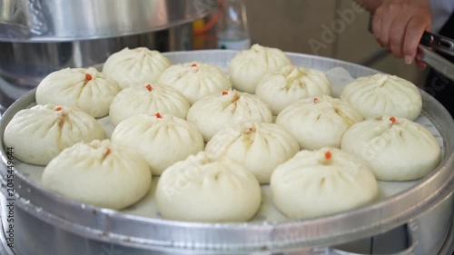Freshly Made Raw Baozi Arranged In Steamer Tray