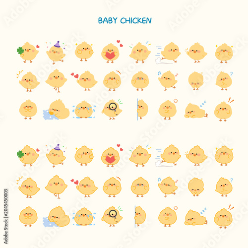 Cute Chick Emotion Sticker Set
