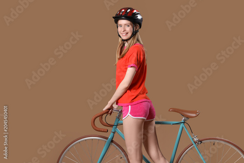Beautiful young woman in he...