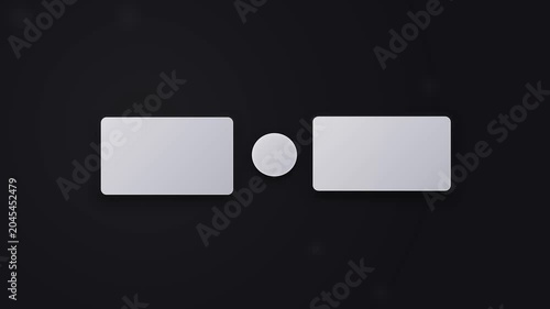 Minimalist Loading Spinner Progress Bar UI Animation Loop Featuring Circular Dot Between Two Rectangles on Dark Background for Modern Digital Interface Design Elements