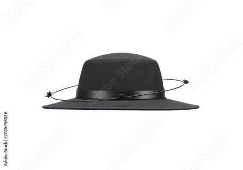 Modern black hat with unique accents isolated white background