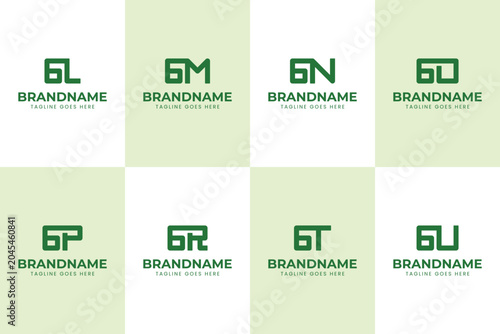 Letters GL GM GN GO GP GR GT GU Monogram Logo Set, for any brand with LG MG NG OG PG RG TG UG initials