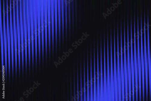 Vibrant blue curtains with dynamic lighting effects and sleek folds