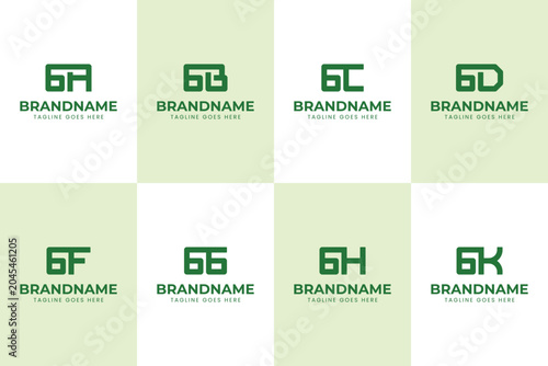 Letters GA GB GC GD GF GG GH GK Monogram Logo Set, for any brand with AG BG CG DG FG GG HG KG initials