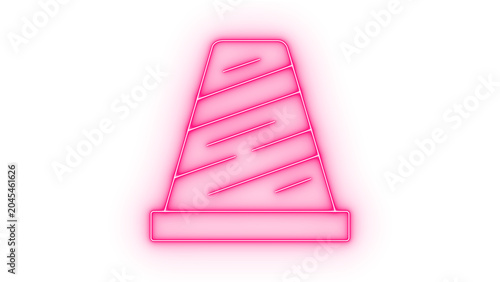Schilderij op canvas Pink neon traffic cone glowing brightly isolated on transparent background with