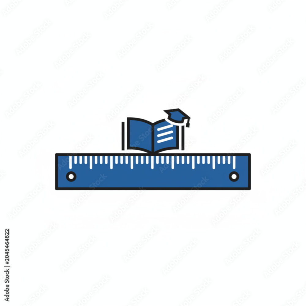 Naklejka premium Flat Ruler Measurement Education Tool Icon Vector