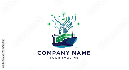Logistics company shipping container vector logo.