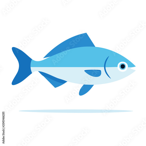 Flat design illustration of a blue fish