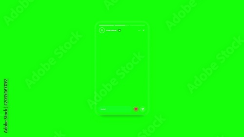Story interface template with green screen background for video editing