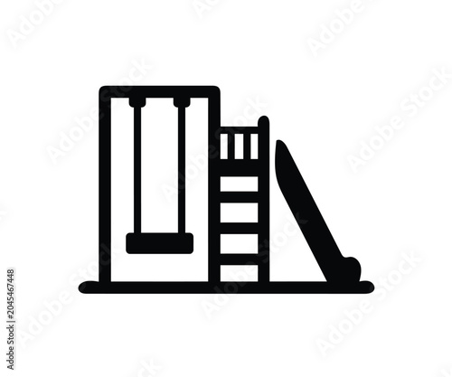 Tableau sur toile PrintKids playground swing and slide vector silhouette icon