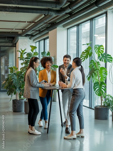 Diverse Business Team Collaborating in Modern Office Space