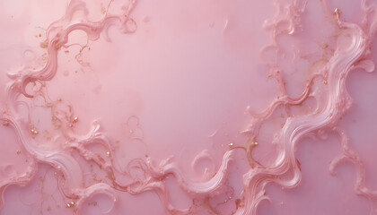 Pink liquid abstract background, with gold flecks, swirling patterns