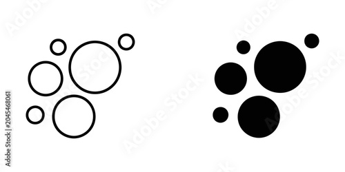 Foto Abstract circular bubbles icon set with abstract particle geometric decorative b