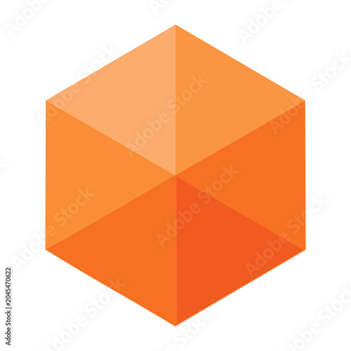 Orange geometric cube icon on white background