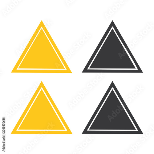 Yellow and black triangles with white border on white background