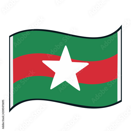 Waving Flag with Green, Red Stripe, and White Star