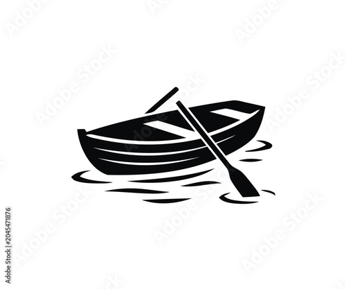 Photos Wooden boat with oars vector silhouette icon