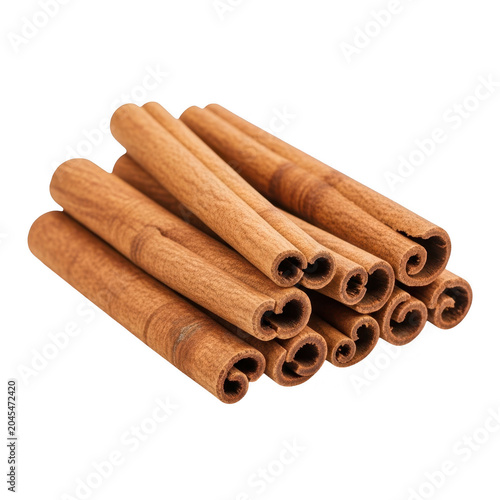 pile of cinnamon sticks isolated on transparent background