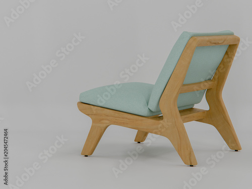 Rear Perspective 3D Render of Sunbeam Serenade Lounge Chair with Poplar Wood Veneer Frame