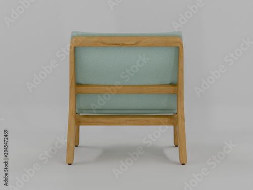 Rear View 3D Render of Sunbeam Serenade Lounge Chair with Poplar Veneer and Cotton Cushion