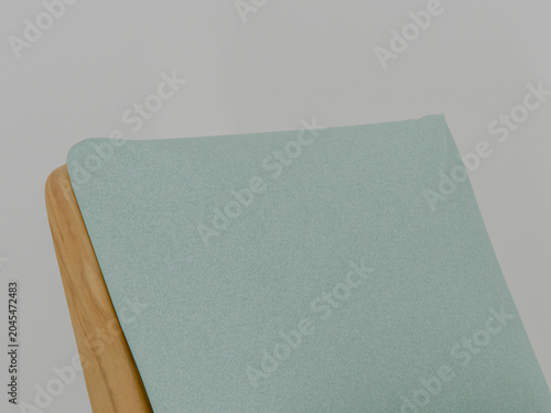 Close-Up Detail 3D Render of Sunbeam Serenade Lounge Chair with Poplar Wood Veneer and Cotton Cushion Fabric