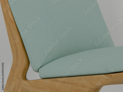 Close-Up Macro 3D Render of Sunbeam Serenade Lounge Chair Detailing Poplar Veneer Wood and Cotton Cushion Textures
