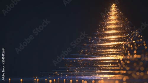 Abstract light waves forming a pyramid shape.