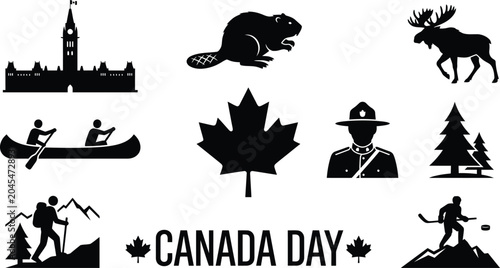 Photography Canada day celebration icons
