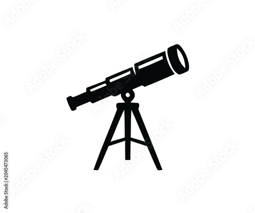 Quadro su tela Astronomy telescope on tripod vector silhouette icon