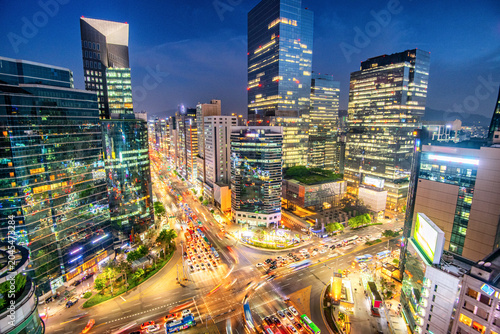 Photography Seoul city at night, South Korea.