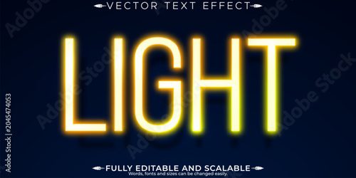 Neon light text effect, editable retro and glowing text style