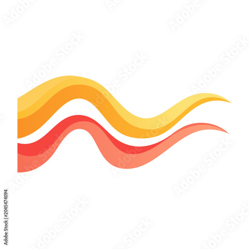 Abstract flowing waves in warm colors on white background