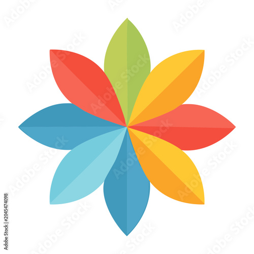 Abstract colorful flower icon in flat design style