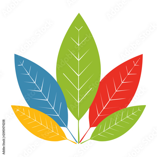 Colorful flat design leaves illustration