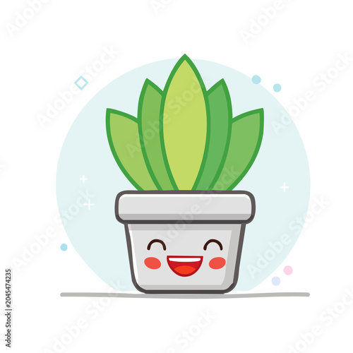 Cute potted plant with a happy face