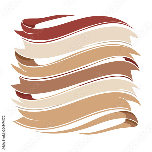 Stack of ribbon banners in brown and beige tones