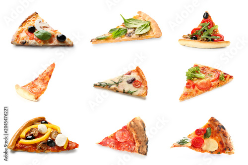 Set of different tasty pizz...