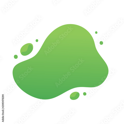Green abstract organic shape with gradient on white background