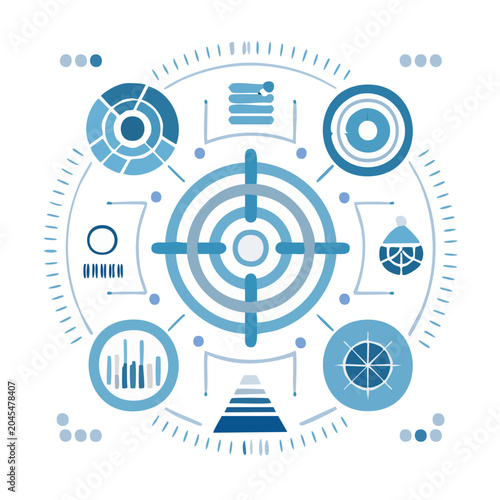 Target and data visualization with technology elements