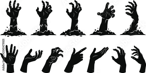 Tableau sur toile Zombie Hands Set for Halloween