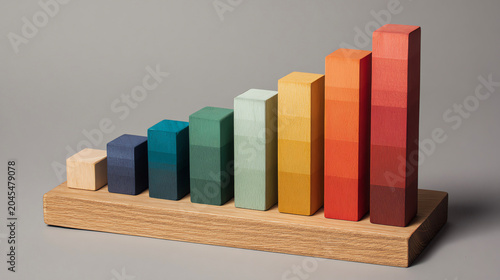 colorful wooden bar chart, minimalist still life
