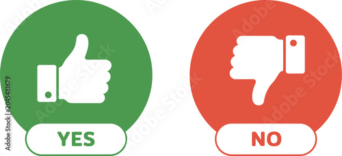 Cuadro en lienzo Yes, no, icon set, vector illustration featuring thumbs up and thumbs down symbols for feedback rating voting and user interface design systems