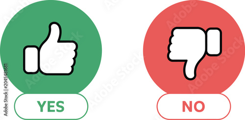 Φωτογραφία Yes, no, icon set, minimal black and white vector icons of approval and disapproval thumbs up thumbs down for survey feedback and rating applications