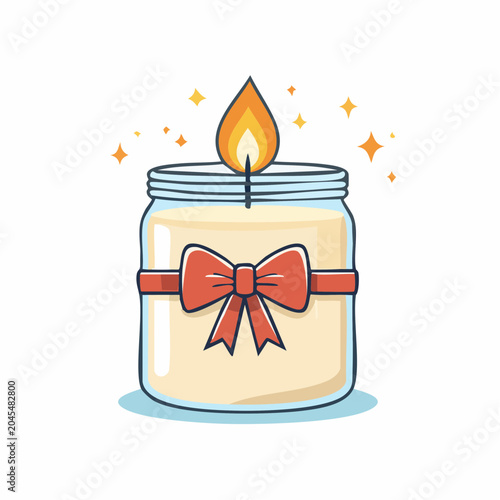 Jar Candle with Red Bow and Sparkles
