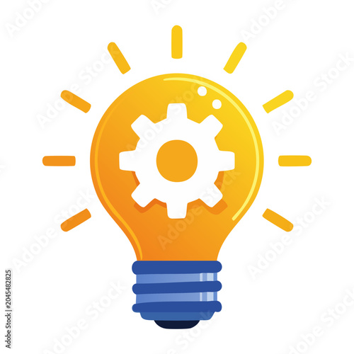Light bulb with gear icon representing innovation and technology